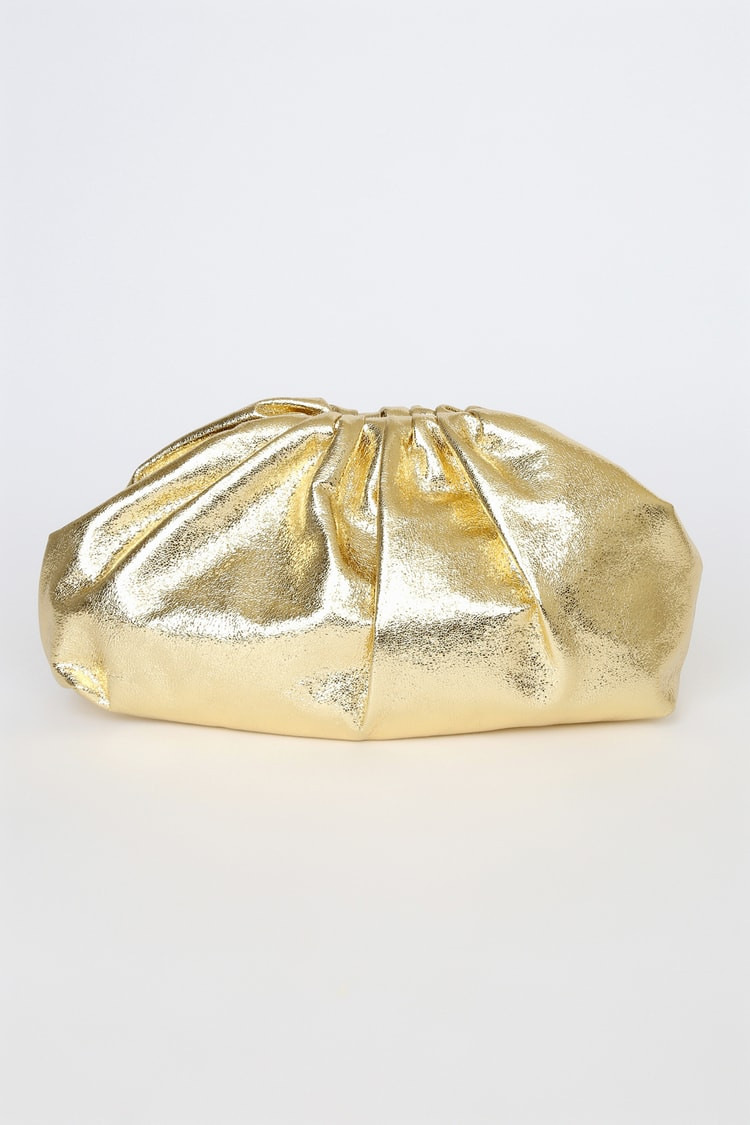 Get Your Trend On Metallic Gold Ruched Clutch | Lulus
