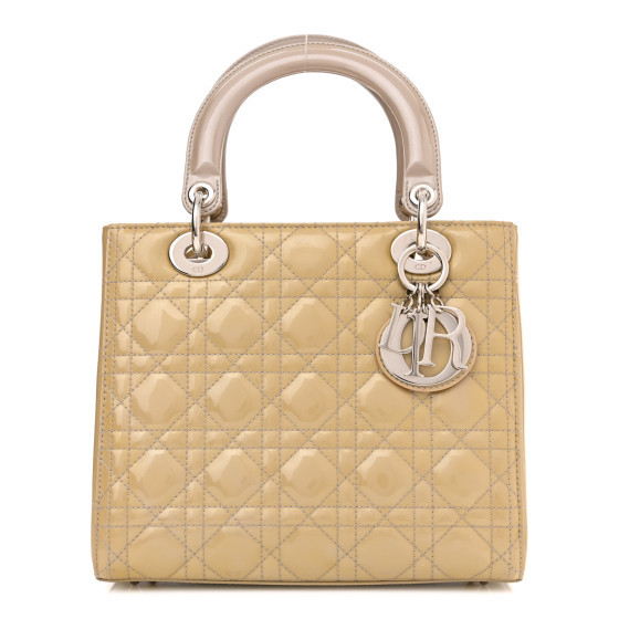 Patent Cannage Medium Lady Dior Beige | FASHIONPHILE (US)