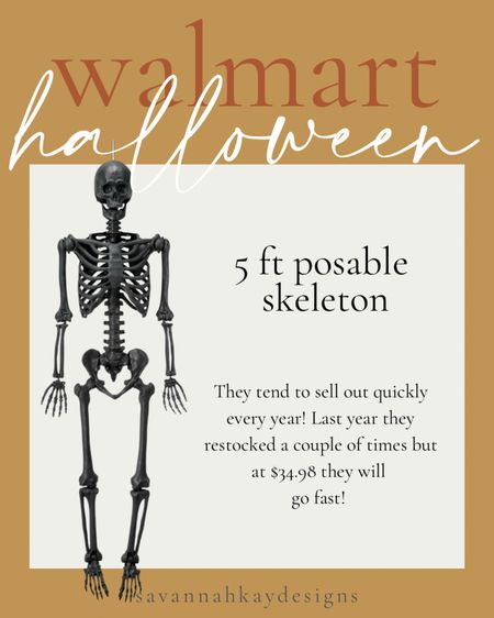 5 ft posable skeleton from @walmarthome is a goooood one, and this black version this year would be perfect for so many spaces #halloween #decor #walmarthome #holiday

#LTKunder50 #LTKSeasonal #LTKstyletip
