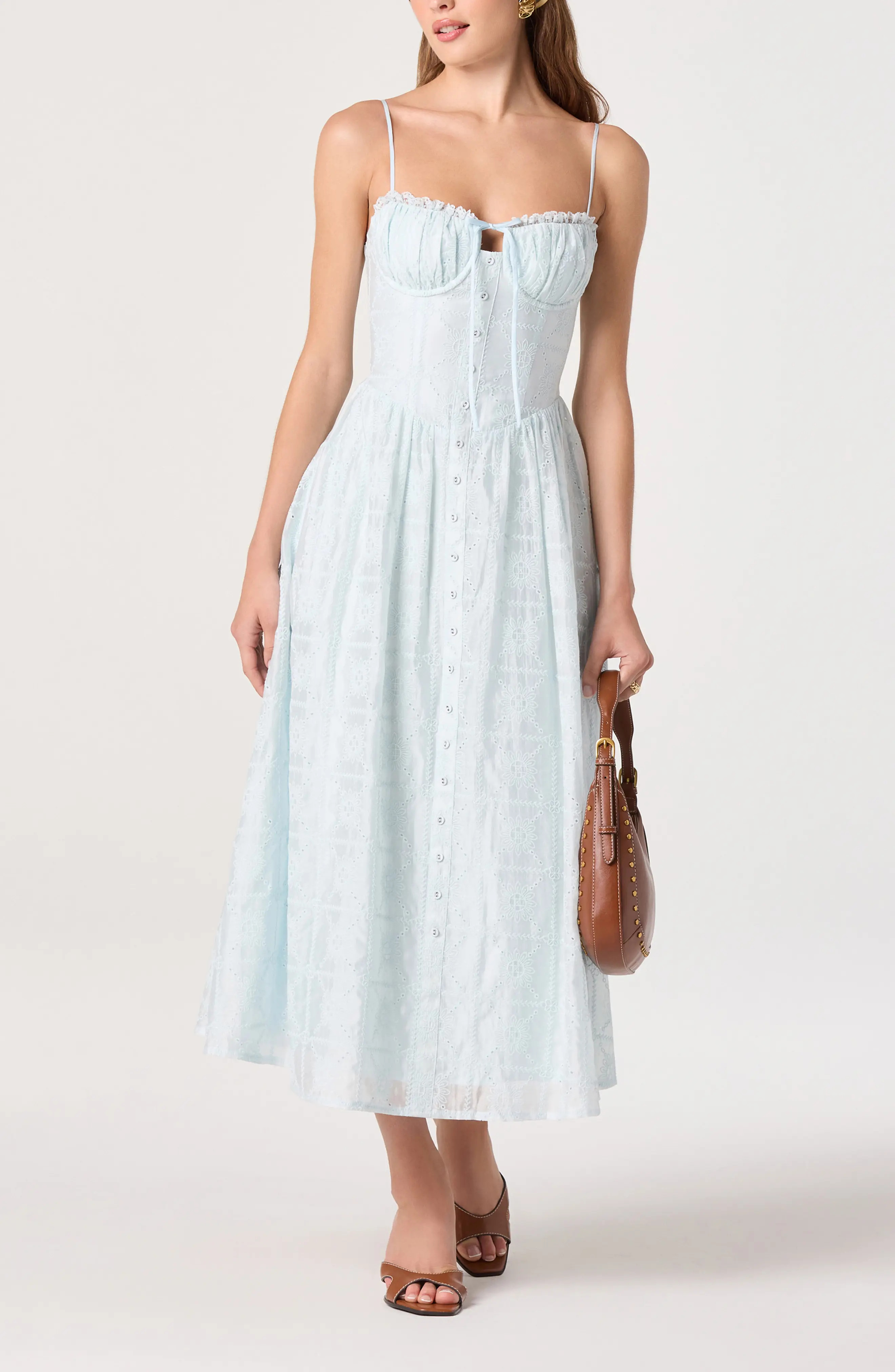 ASTR the Label Aubrey Embroidered Sleeveless Maxi Dress in Blush at Nordstrom, Size Small | Nordstrom