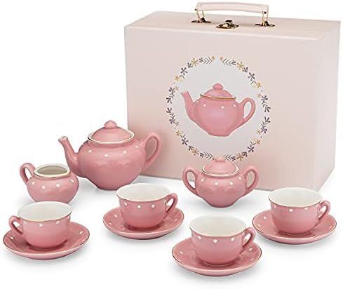 MMP Living Children's Porcelain Play Tea Set (Dusty Rose Pink) | Amazon (US)