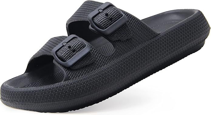 Weweya Sandals for Women and Men - Pillow Slippers - Double Buckle Adjustable Slides - EVA Flat S... | Amazon (US)