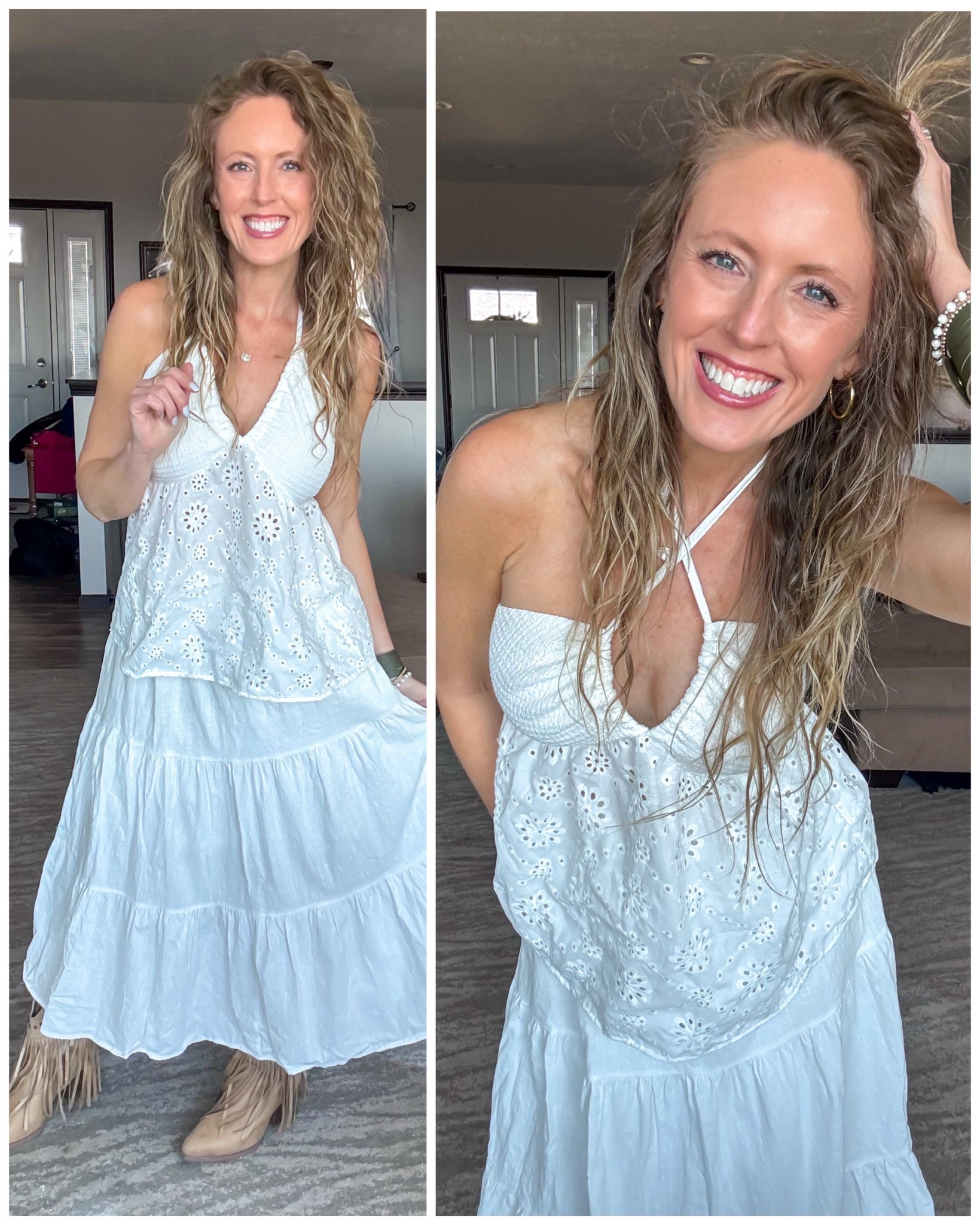Loving this boho look for a concert concert or a festival! 🤍 Wearing a small in everything and true to size in the fringe boots. My exact bracelet is sold out but linking similar. 

As an Amazon Influencer I earn commission on qualifying purchases.

Mom style, festival outfit inspo, boho style, spring fashion 2026, country concert idea 

#LTKFestival #LTKMidsize #LTKgrwm