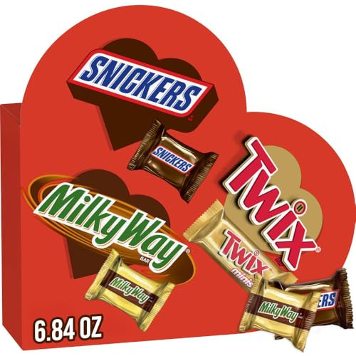 SNICKERS, TWIX & MILKY WAY Valentine's Day Assorted Chocolate Candy, Valentines Day Candy Chocolates in a Heart-Shaped Gift Box, 6.84 oz | Amazon (US)