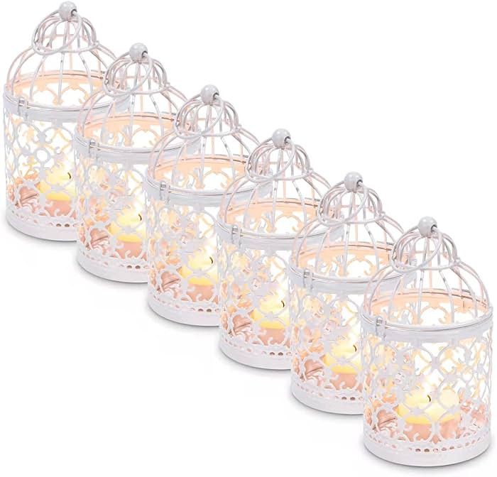 Hanging Birdcage Lantern, 6PCS Small Metal Tealight Holder Vintage Decorative Hanging Candle Hold... | Amazon (US)