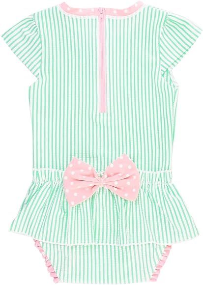Infant/Toddler Girls Peplum Short Sleeve One Piece Swimsuit UPF 50+ Sun Protection | Amazon (US)