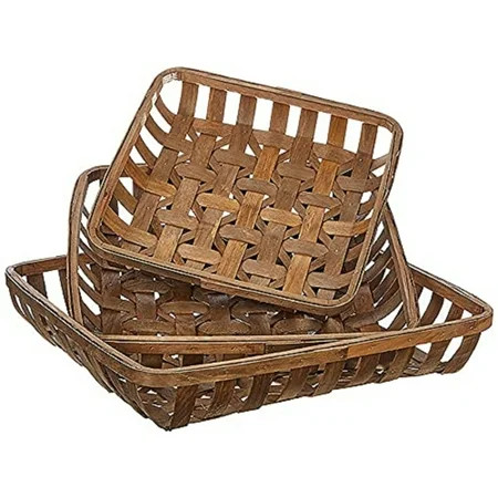 Firstofakind Tobacco Basket - Set of 3 Large Decorative Round Tabletop Baskets - Vintage Farmhouse D | Walmart (US)