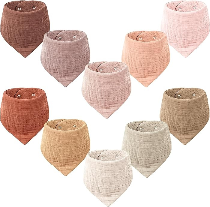 Konssy Muslin Baby Bibs 10 Pack Baby Bandana Drool Bibs 100% Cotton for Unisex Boys and Girls, So... | Amazon (US)