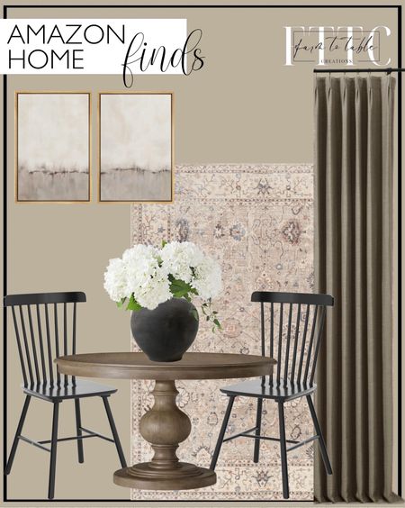 Amazon Home Finds. Follow @farmtotablecreations on Instagram for more inspiration.

Becki Owens x Surya Davina Damask Area Rug , 7'10" x 10', Khaki. Maven Lane Zola Traditional Large Round Circle Wooden Pedestal Dining Table for Modern Kitchen, Bistro, or Card Table in Antiqued Grey Finish. LUE BONA Windsor Dining Chair Set of 4, Spindle Back Wooden Chairs for Kitchen and Dining Room, Black. TWOPAGES 52 W x 96 L inch Pinch Pleat Unlined Darkening Drape Faux Linen Curtain Drapery Panel for Living Room Bedroom Meetingroom Club Theater Patio Door (1 Panel),Oak Dim Grey. Artissance Earthy Gray Small Pottery Apple-Shaped Pot, 10 Inch Tall. MUDECOR Framed Canvas Print Wall Art Set Watercolor Pastel Duotone Tan Landscape Abstract Shapes Illustrations Modern Art Decorative Contemporary for Living Room, Bedroom, Office - 24"x36"x2 Natural. 3PCS 22 inch Lifelike Artificial Hydrangea Large Real Touch Flowers Artificial Flowers. Breakfast Nook Space. Dining Space. Breakfast Nook Table. Round Dining Table. Amazon home finds. Amazon decor. 


#LTKFindsUnder50 #LTKHome #LTKSaleAlert