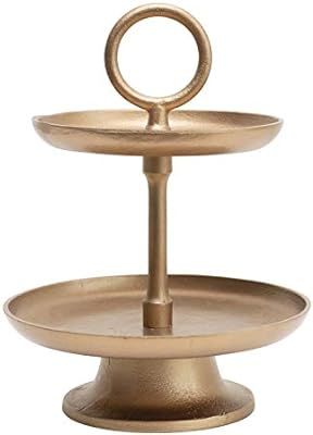 Creative Co-op Metal 2-Tier Gold Finish Tray | Amazon (US)