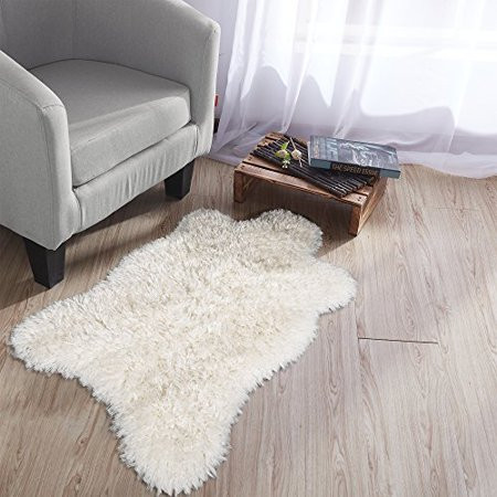 Silk Road Concepts High Pile Fluffy Sheepskin Rug, 2' x 3', White | Walmart (US)