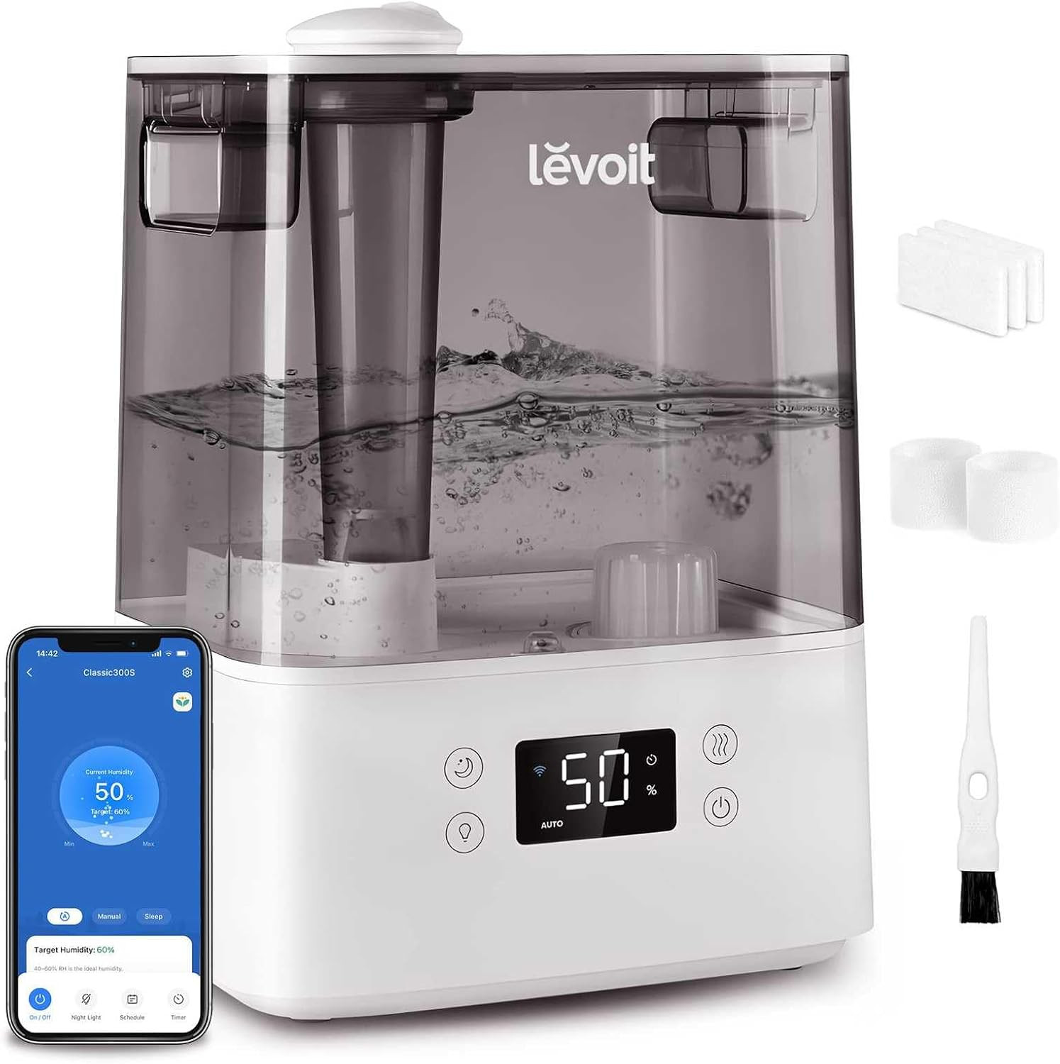 LEVOIT Smart Humidifiers for Bedroom Large Room Home,(6L) Cool Mist Top Fill Essential Oil Diffus... | Amazon (US)