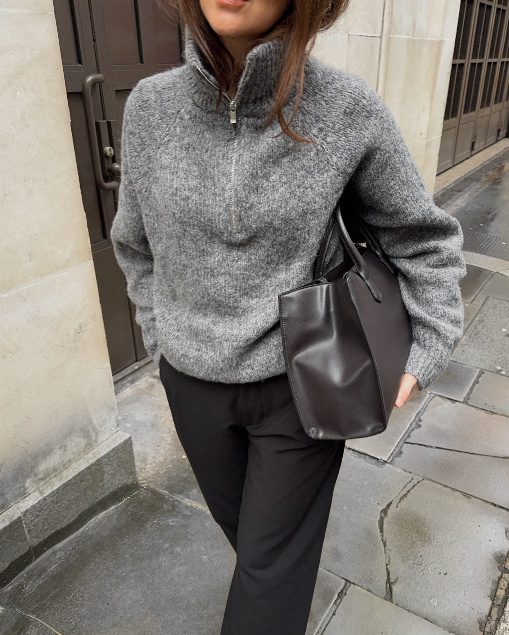 Funnel neck knit styling 🩶 *includes gifted items 

#LTKeurope #LTKuk #LTKwinter