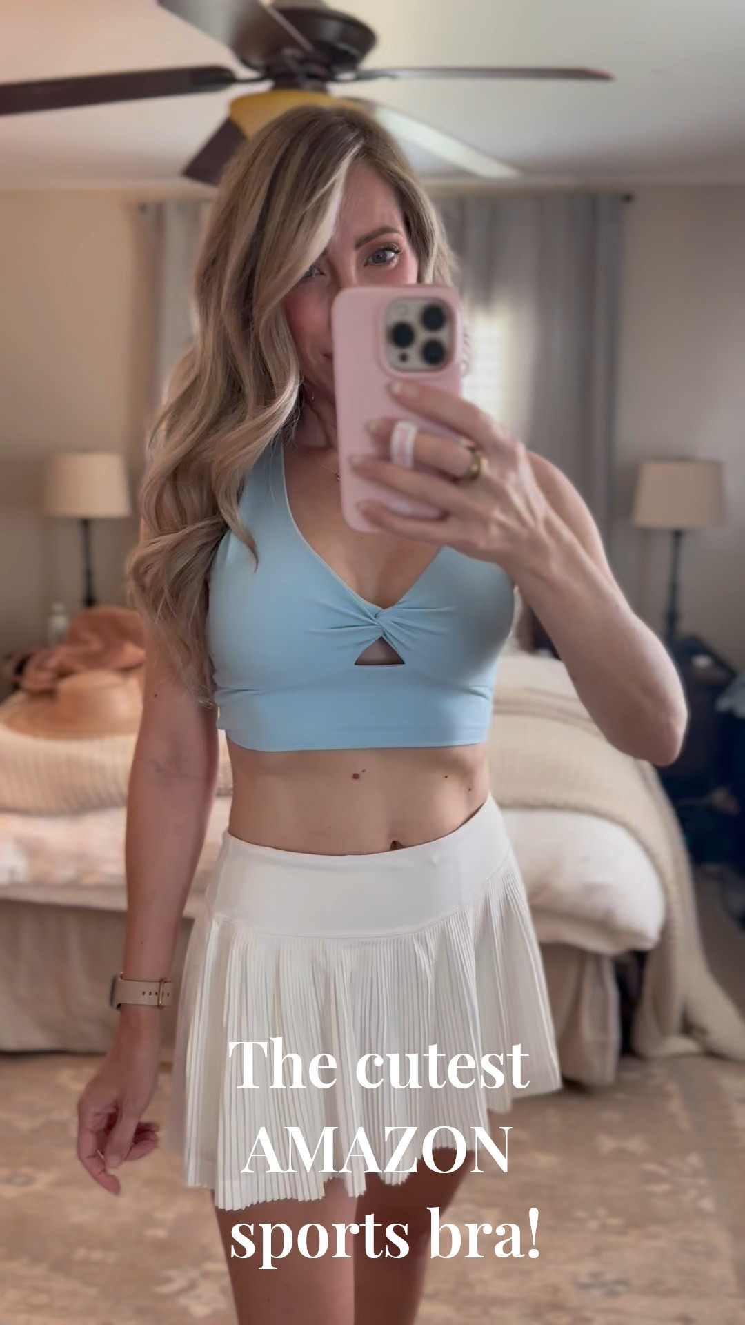 Y’all! This Amazon sports bra is everything! Wearing size small, extremely comfortable and supportive, has a cute little twist in the back too! Amazon sports bra, Amazon athleisure, Amazon fitness, tennis skirt, pleated tennis skirt. Callie Glass 

#LTKSeasonal #LTKFindsUnder50 #LTKActive