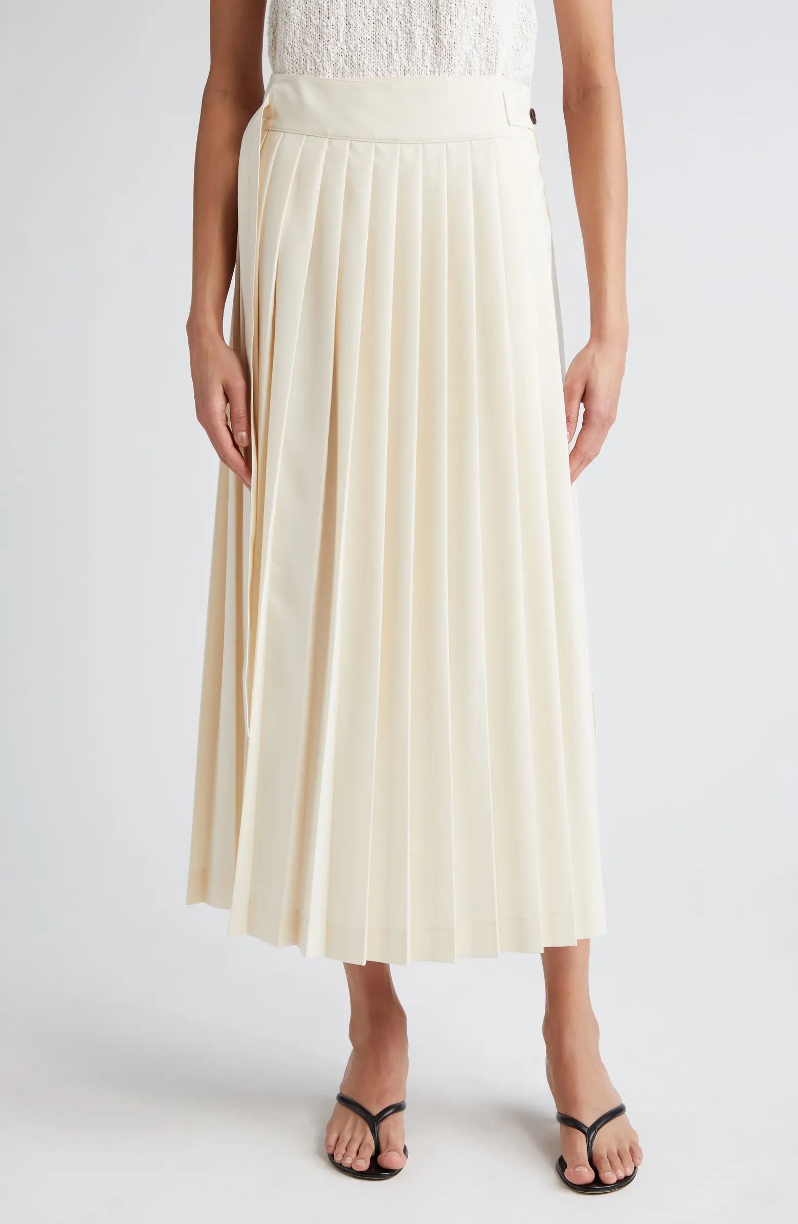 Róhe Pleated Wool Blend Wrap Skirt | Nordstrom | Nordstrom