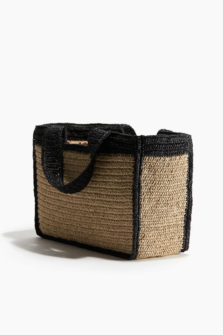 Straw Shopper - Beige/black - Ladies | H&M US | H&M (US + CA)