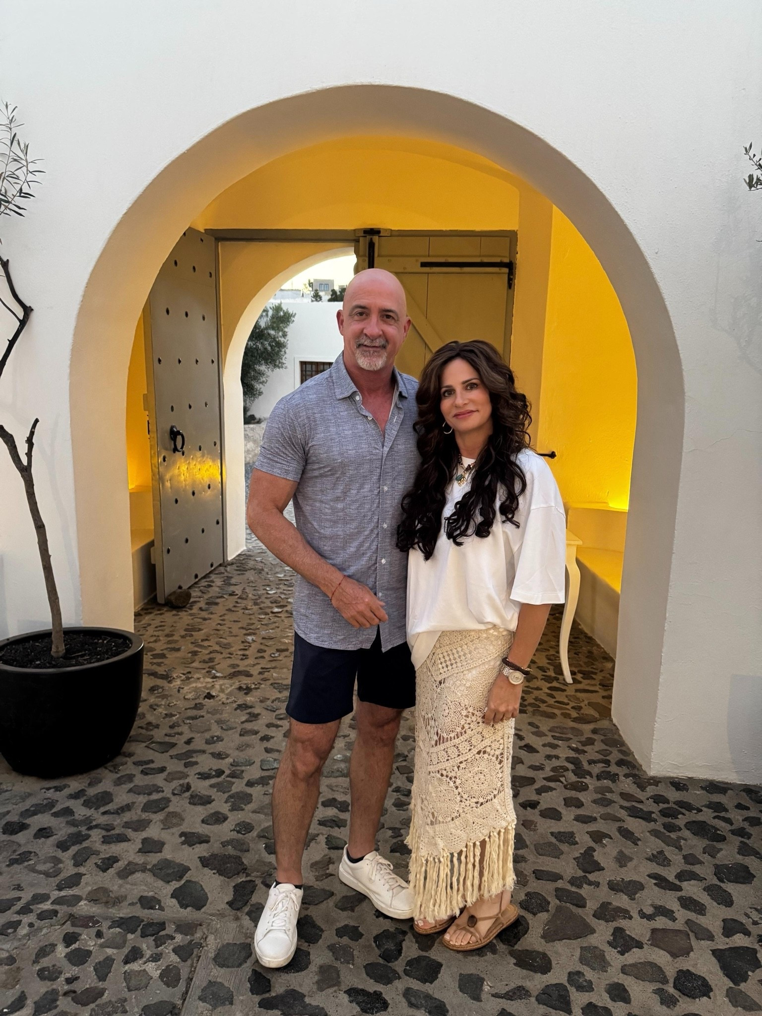 My favorite look for Greece . This skirt is so pretty and under $40 . Wearing an XS , I sized up on the tee to a med . On sale 
I also linked some of David’s looks .

#LTKootd #LTKOver40 #LTKSaleAlert
