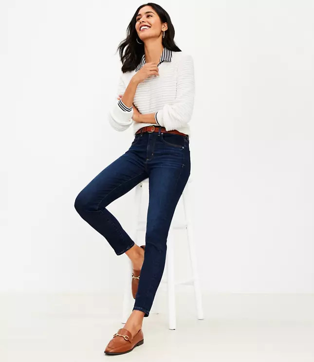 High Rise Skinny Jeans in Classic Dark Indigo Wash | LOFT