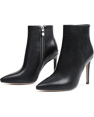 HECATER Ankle Boots for Women Stiletto High Heel Pointed Toe Boots with Zipper | Amazon (US)