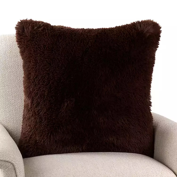 Brown Fluffy Faux Fur Pillow | Kirklands