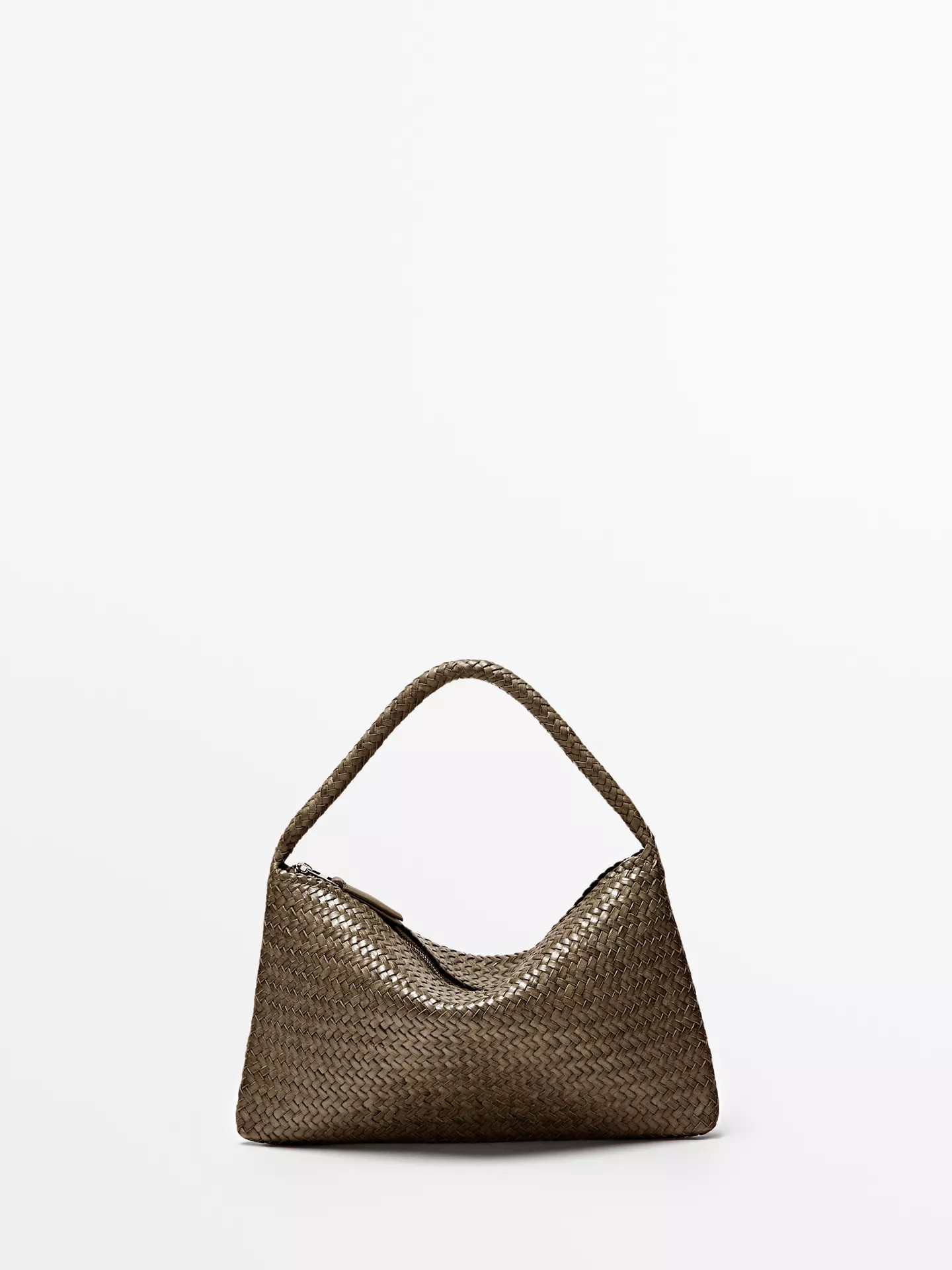 Small braided leather shoulder bag | Massimo Dutti UK
