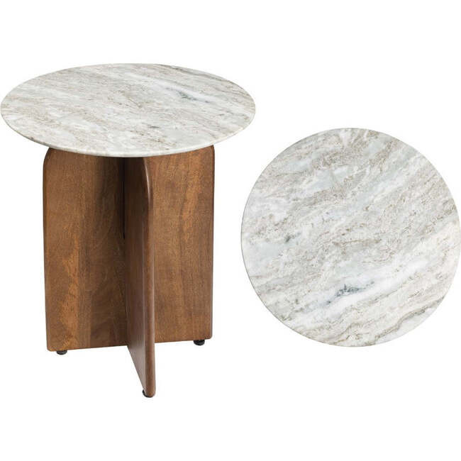 JONATHAN Y | Naomi 18" Rustic Minimalist Marble/Wood X-Base Accent Table, White Marble/Honey Wood (Brown) | Maisonette | Maisonette