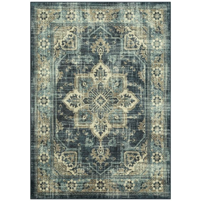Maples Rugs Distressed Vintage Blue Persian Indoor Area Rug, 7' x 10' | Walmart (US)
