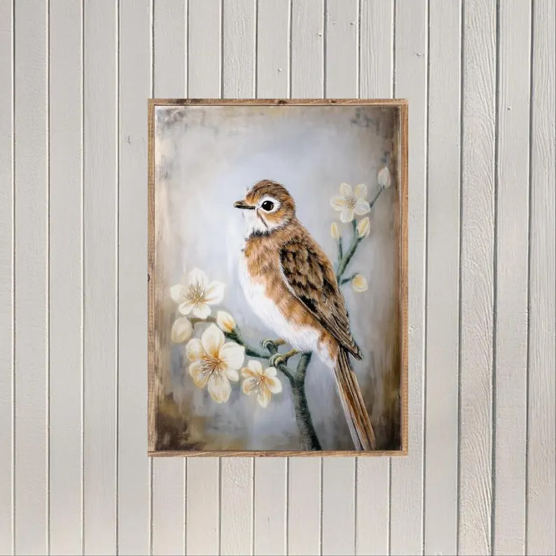 Wren on the Dogwood Canvas Printed Sign - Etsy | Etsy (US)