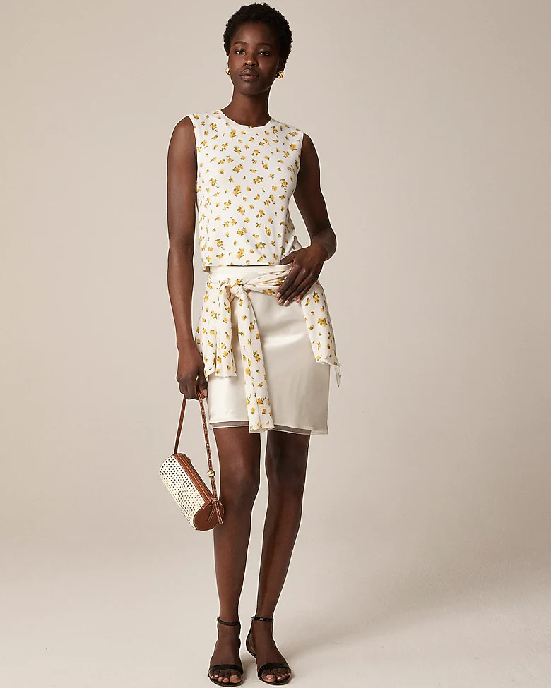 Featherweight cashmere sweater shell in budding rose print | J. Crew US