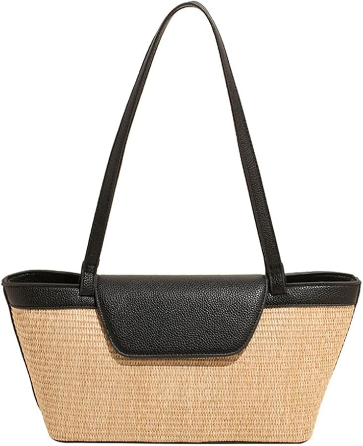 Women Straw Tote Bags Purse Woven Handmade Weaving Summer Shoulder Handbags for Travel Beach | Amazon (US)