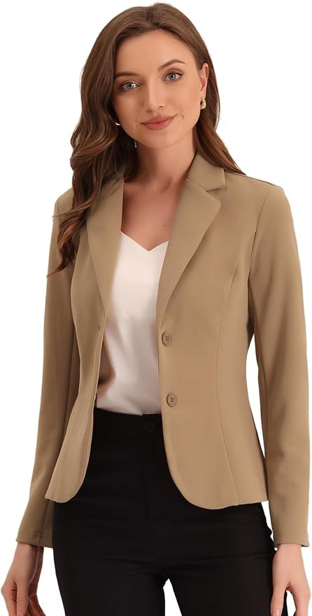 Allegra K Women's Work Office Blazer Stretch Lapel Collar Long Sleeve Jacket Suit Blazer | Amazon (US)