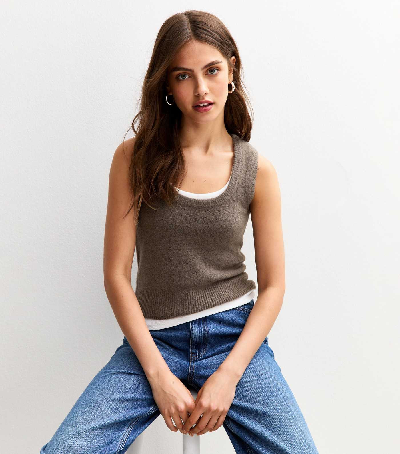 Mink Scoop Neck Knitted Vest | New Look | New Look (UK)