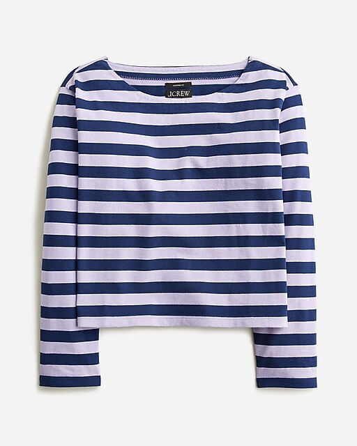 Cropped boatneck T-shirt in stripe | J. Crew US