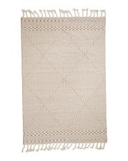 Wool And Cotton Blend Flat Weave Tassel Rug | TJ Maxx