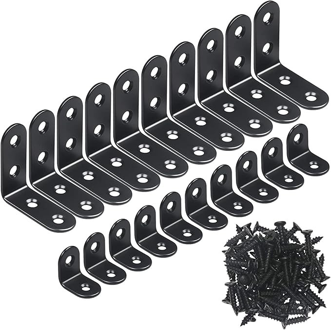 YAMASO 20PCS L Bracket Corner Bracket,Black Small Right Angle Bracket for Wood Furniture Cabinet ... | Amazon (US)