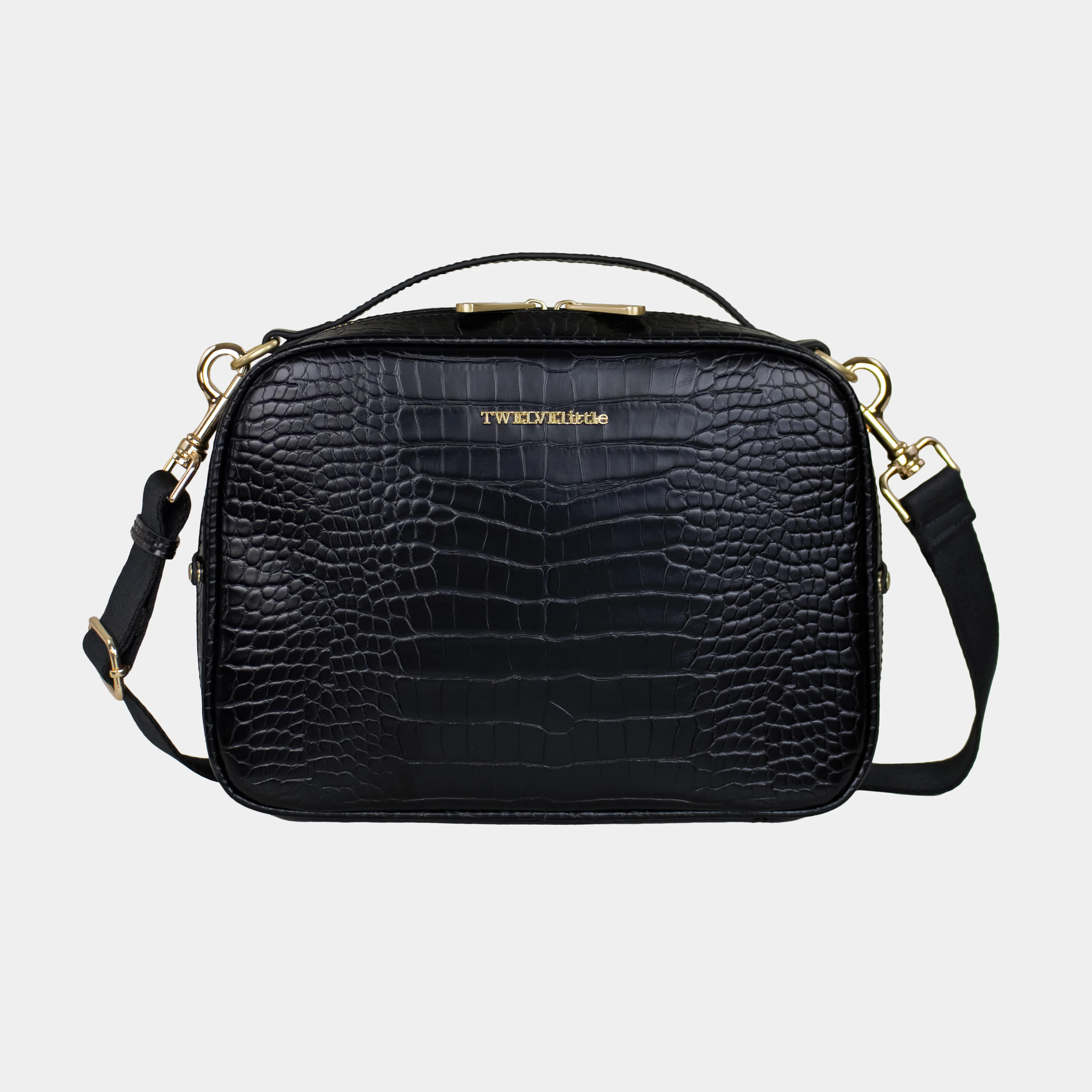 Luxe Diaper Clutch in Black Croc | TWELVElittle