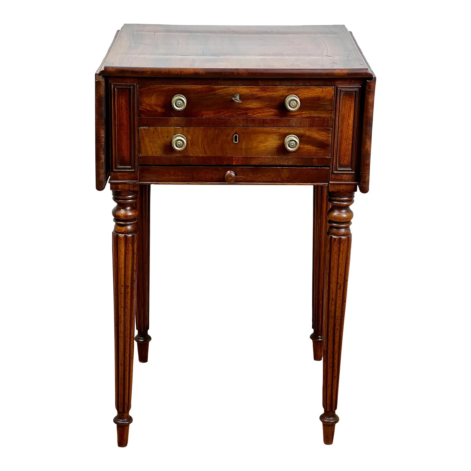 Antique Federal Mahogany Two Drawer Work Table C. 1830 | Chairish