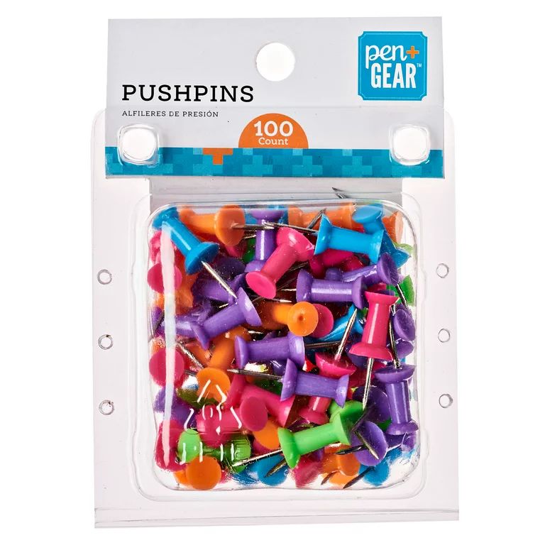 Pen + Gear Push Pins & Thumb Tacks Supplies, Neon Multi-Color, 100 Count | Walmart (US)