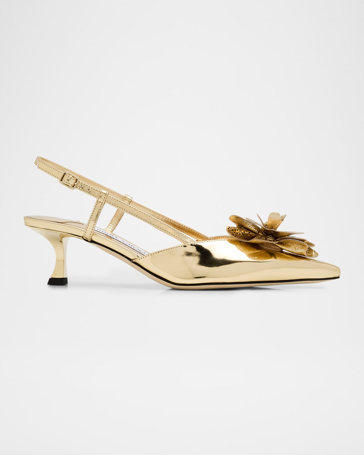 Mimmi Metallic Leather Kitten-Heel Slingback Pumps | Neiman Marcus