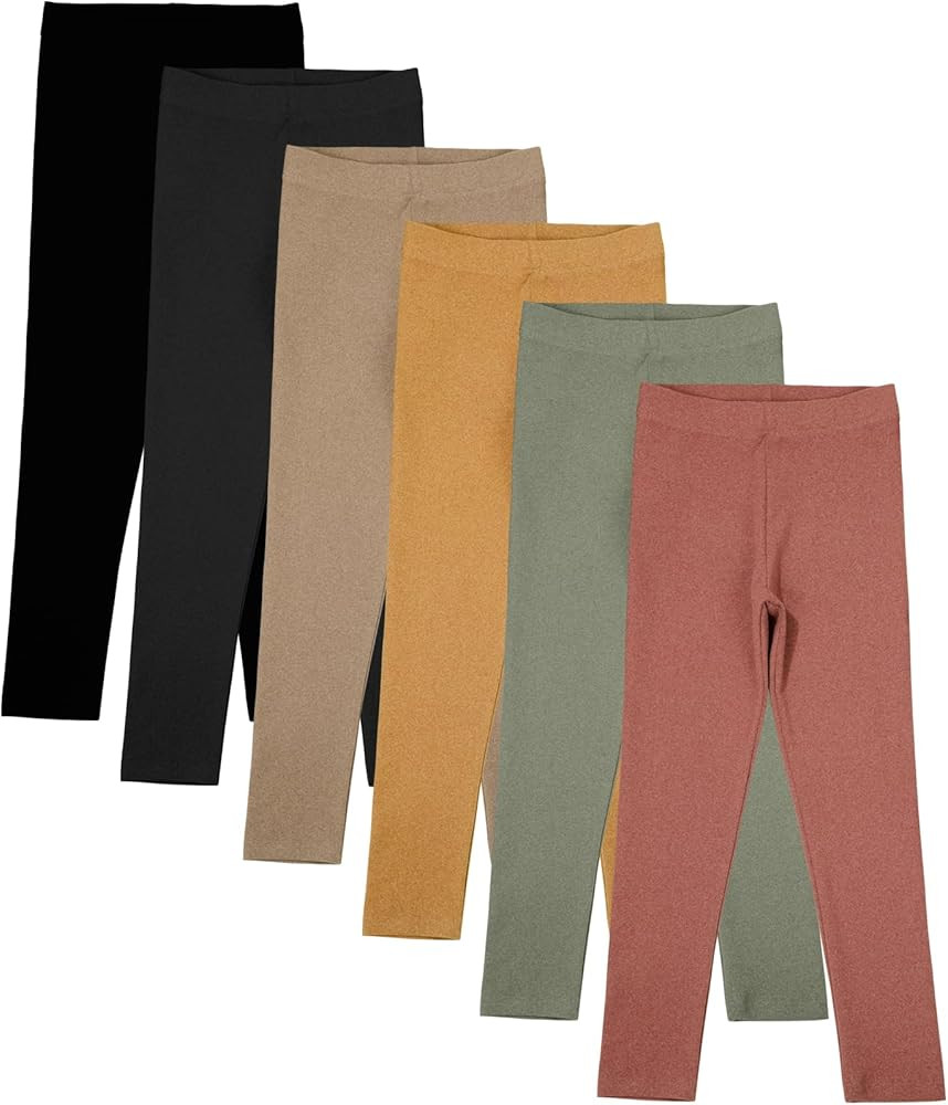 6 Pack Toddler Girl Solid Leggings Soft Comfortable Ankle Length Leggings Kids Stretchy High Wais... | Amazon (US)