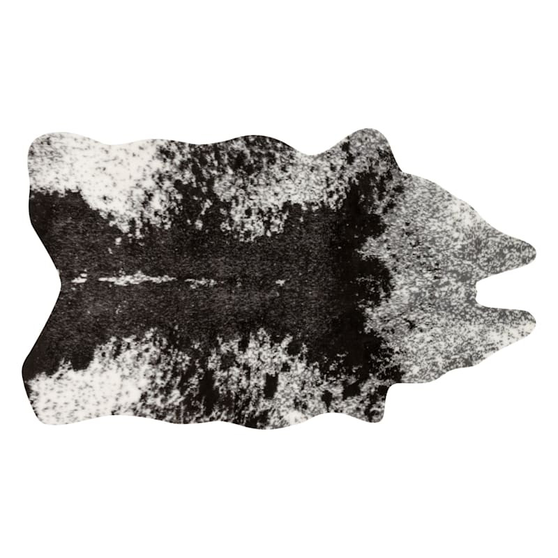 Durango Ivory & Charcoal Faux Cowhide Accent Rug, 3x5 | At Home