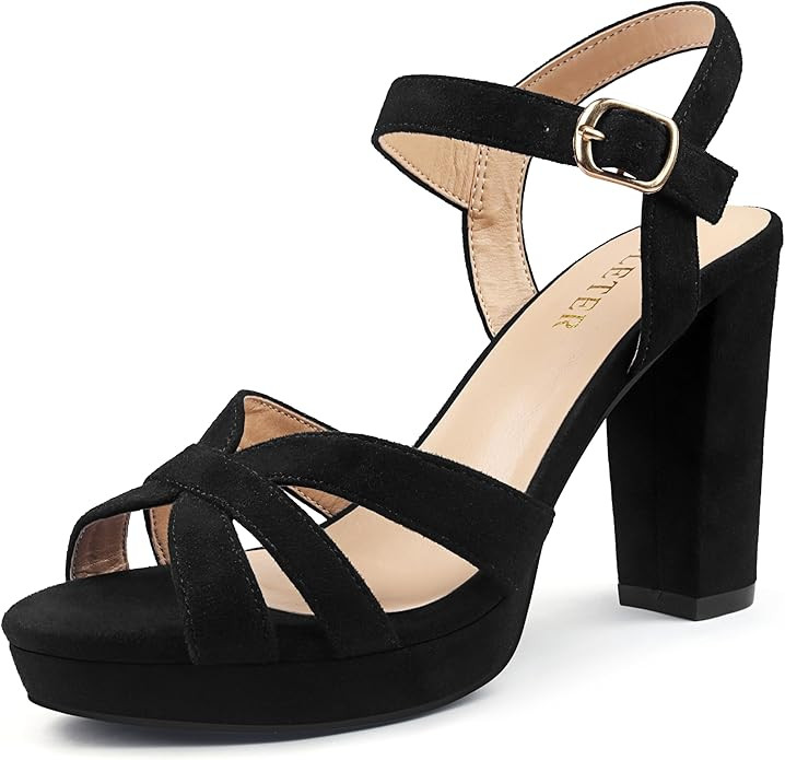 COLETER Women's Platform Chunky Heels Ankle Strap Block Heeled Sandals Party Wedding Shoes | Amazon (US)