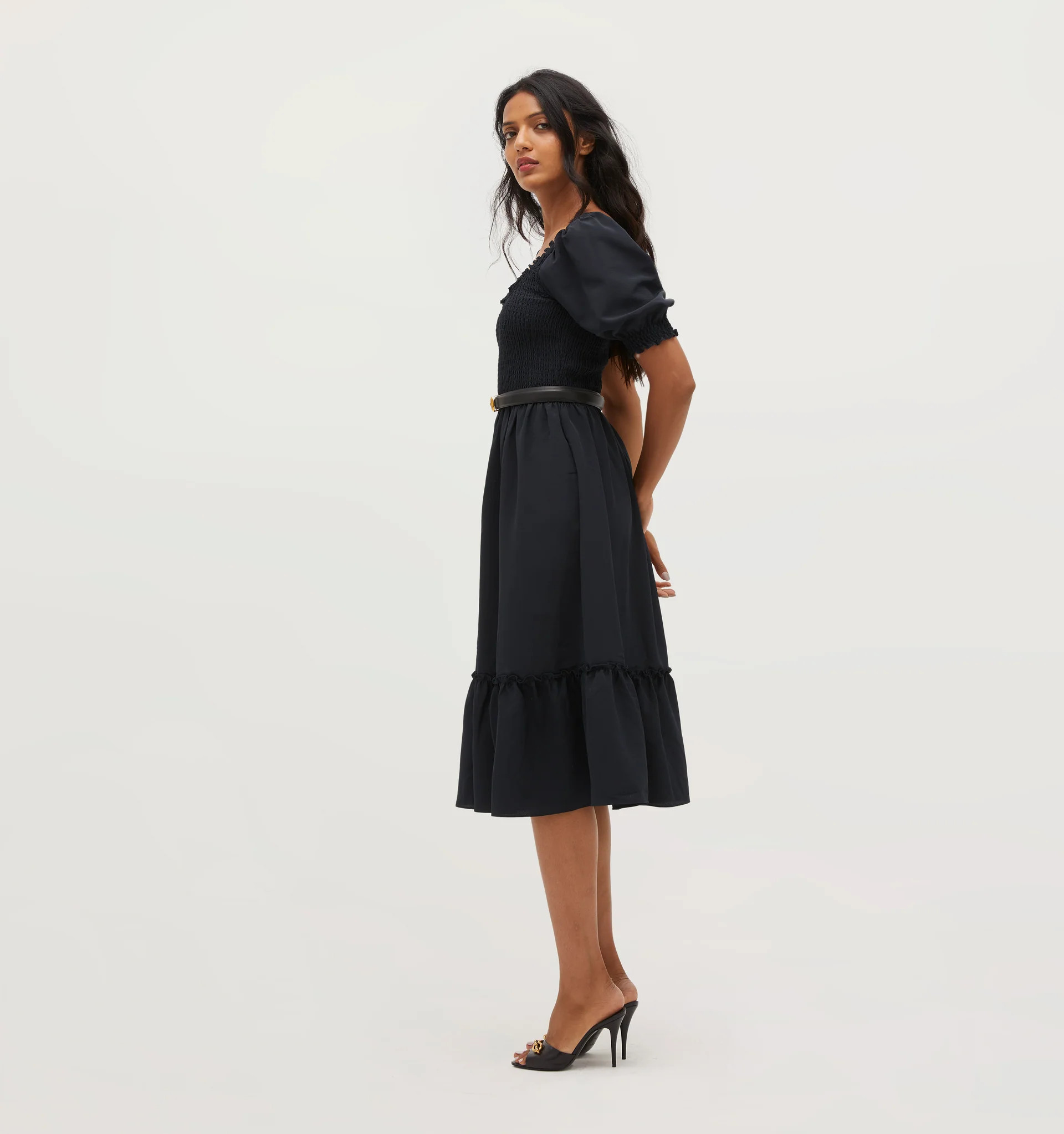 The Louisa Nap Dress - Black Crepe | Hill House Home