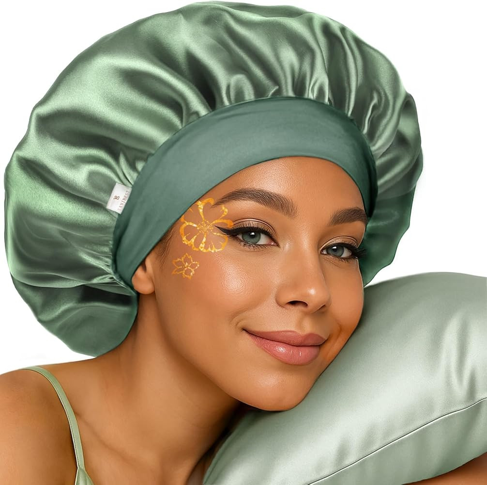 YANIBEST Silk Bonnet for Sleeping Women, Double Layer Hair Satin Bonnets with Elastic Band, Sleep... | Amazon (US)