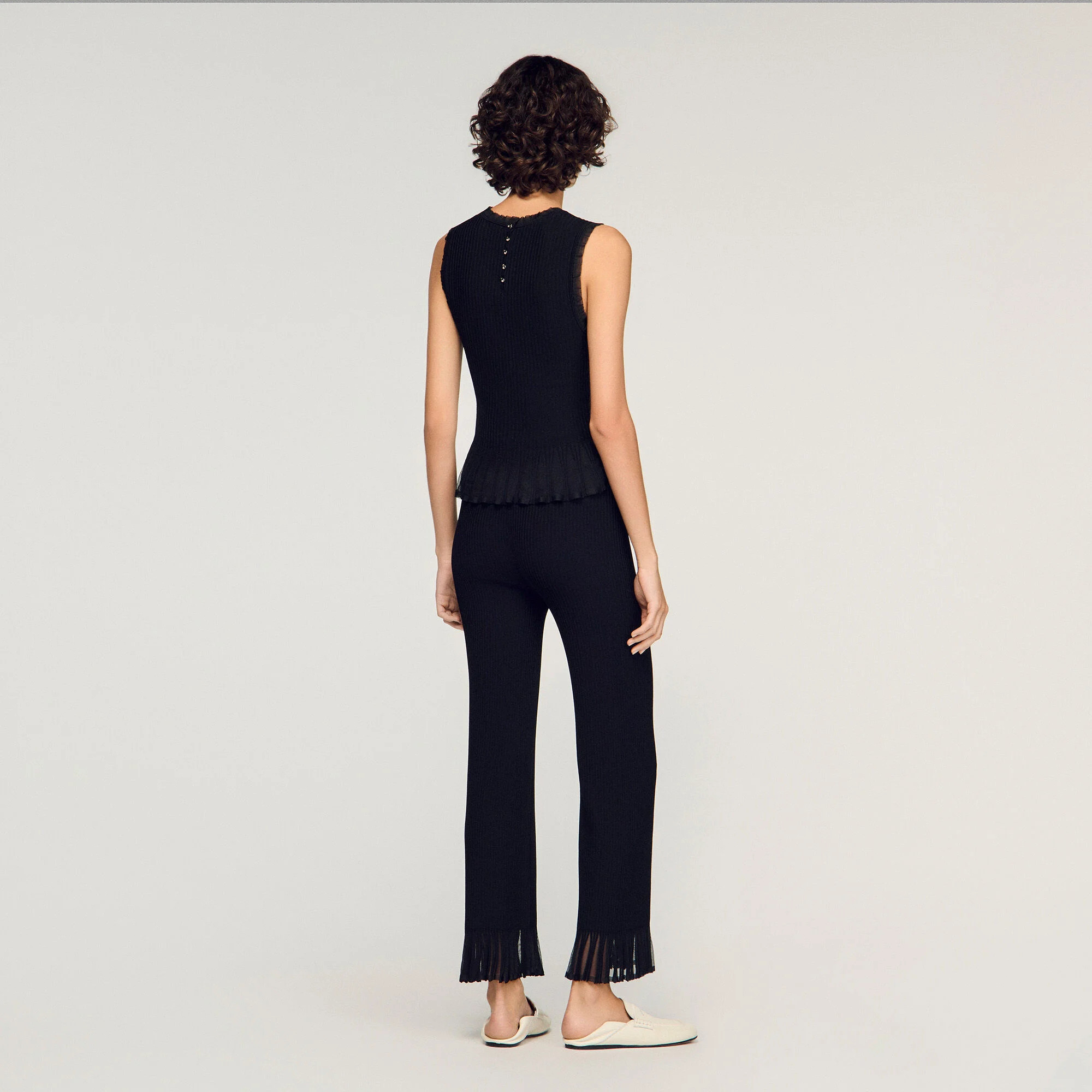 Ruffled knit trousers | Sandro US | Sandro-Paris US