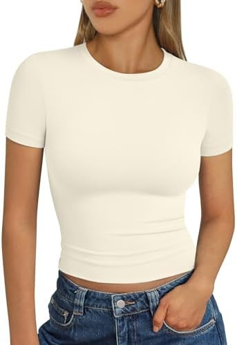 Trendy Queen Womens Short Sleeve T Shirt Buttery Soft Summer Tops Basic Tees | Amazon (US)