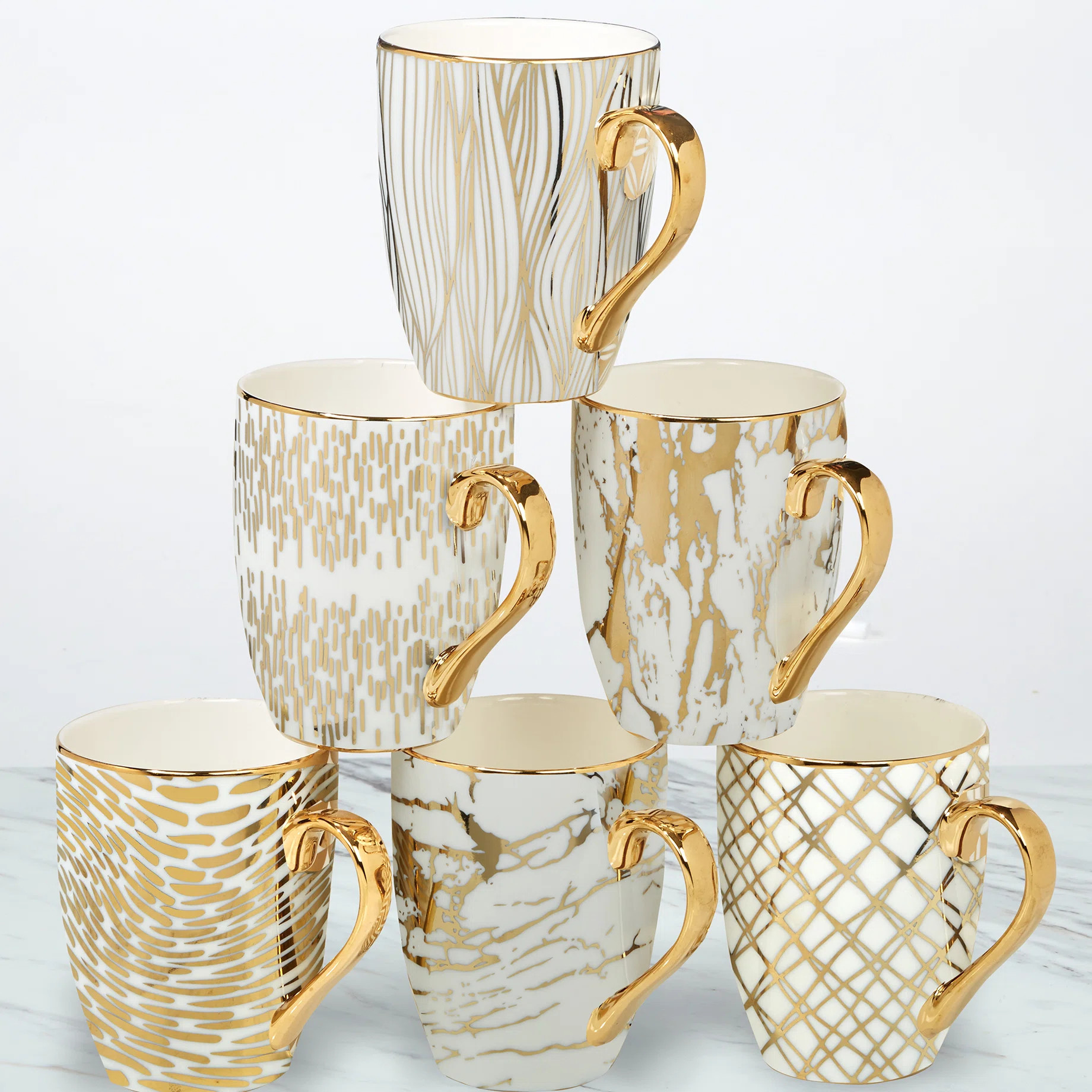 Certified International Set Of 6 Gold Plated Mugs | Wayfair North America