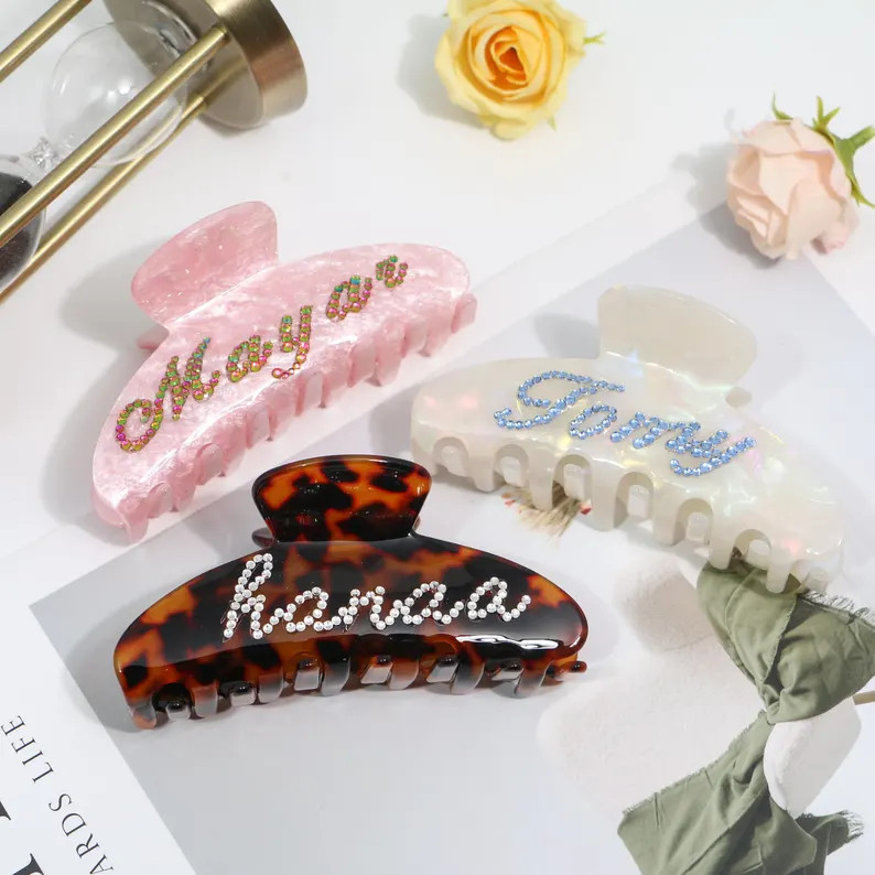 Personalized Hair Claw,hair Clips, Hair Barrettes,diamond Hair Claw, Hair Accessories,custom Name... | Etsy (US)