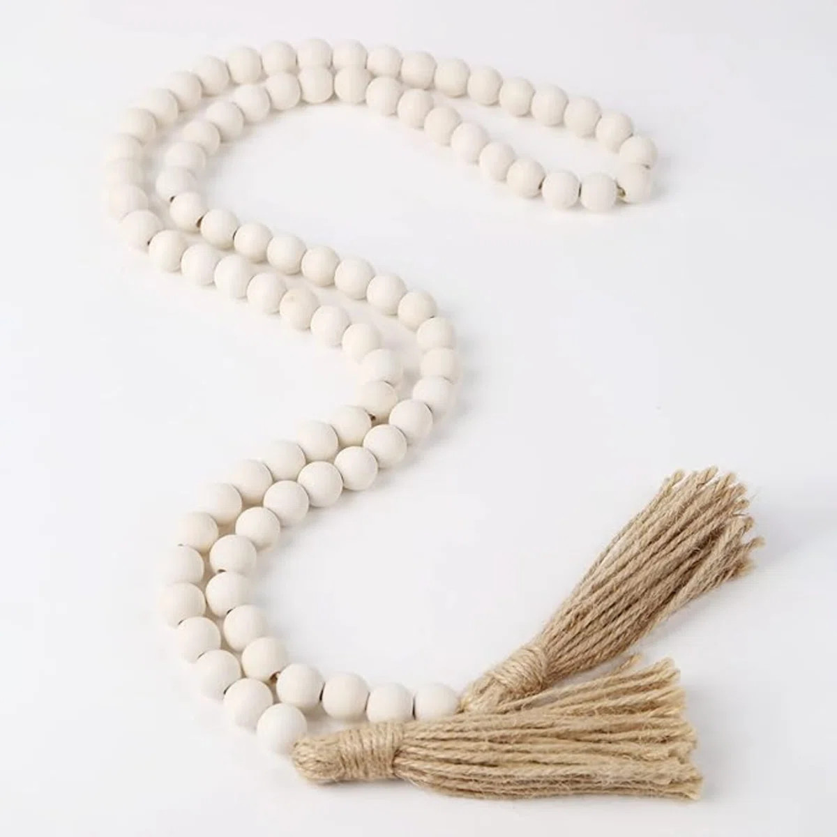 Farmhouse Beads 58In Wood Bead Garland With Tassels Rustic Country Decor Prayer Boho Beads Big Wa... | Wayfair North America