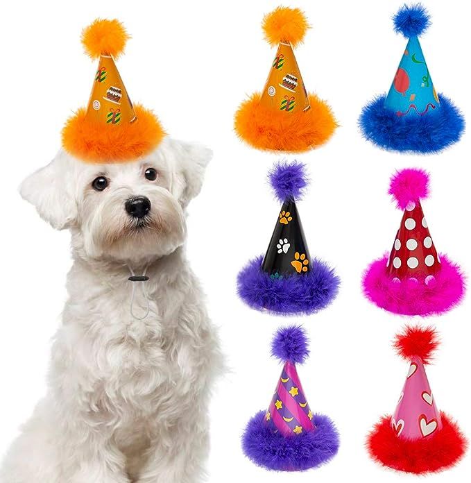 SCENEREAL Dog Party Hat 6 Packs - Cute Cone Hats Set for Dogs Birthday Parties Soft Plush Colorfu... | Amazon (US)